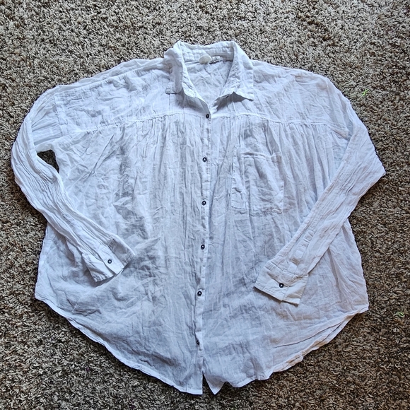 Love like summer Indian lightweight cotton button down shirt size M-L - Picture 3 of 7